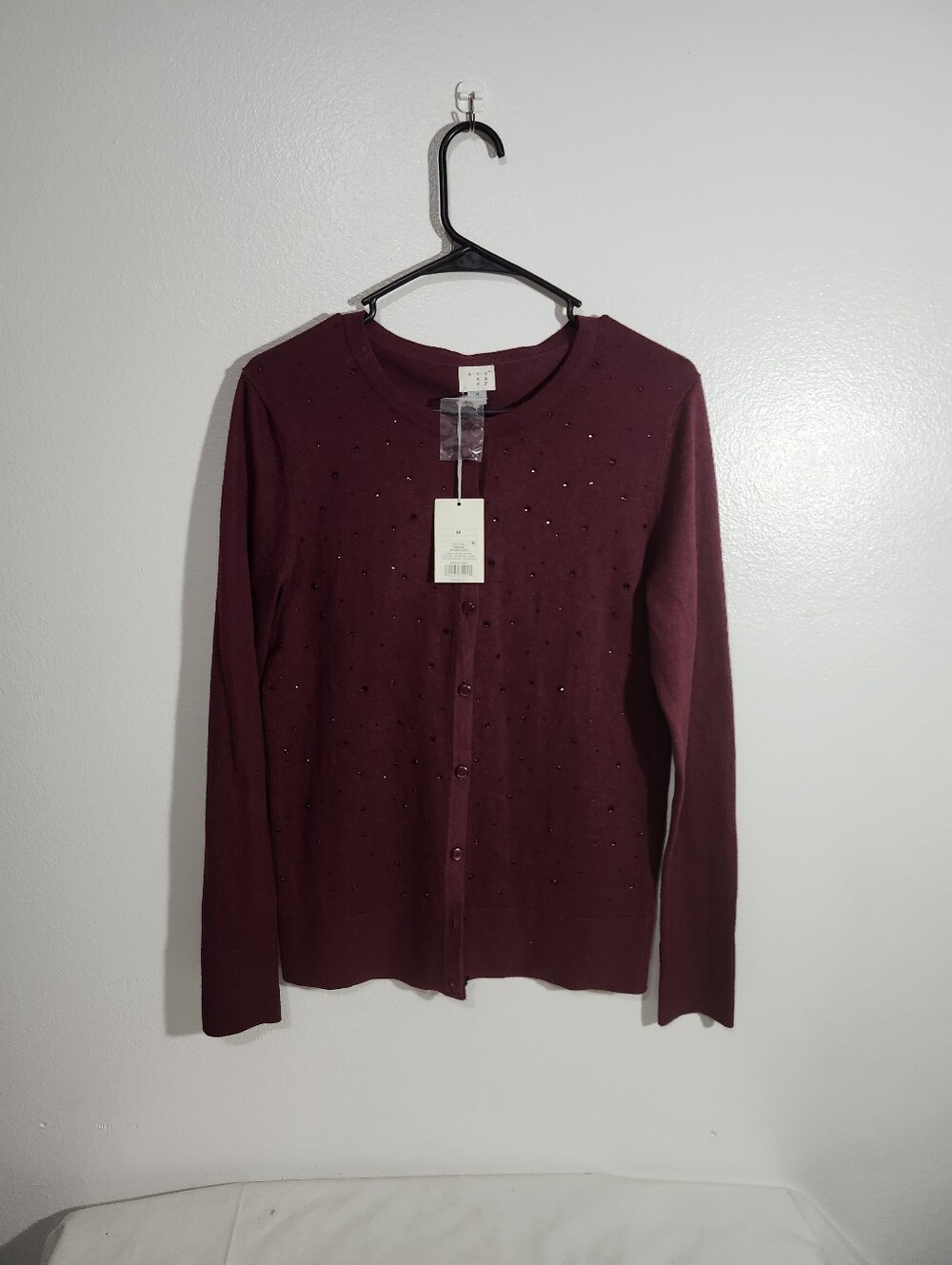 a new day Wine Red Studded Knit Sweater